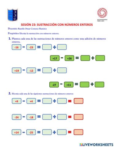 Sustracción de números enteros