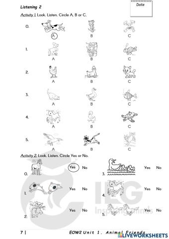 Grade 2 unit 1 listening 2