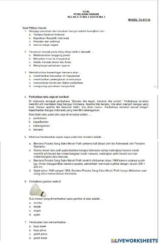 Penilaian harian tema 2 subtema 3