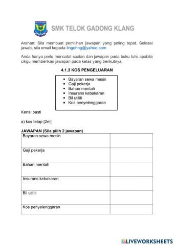 4.1.3 kos pengeluaran