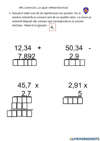 Operaciones con decimales