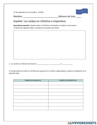 Verbos en infinito e imperativo
