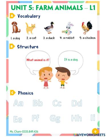Unit 5: Farm animal -lesson 1