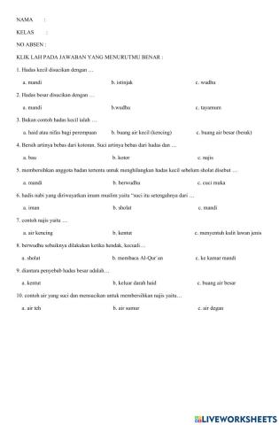 Pilihan ganda pai kelas 4 semester 1