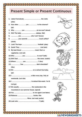 Present simple and present continuous