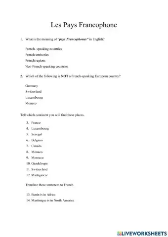 Les pays Francophone