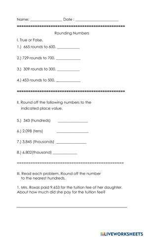 Rounding Off Numbers