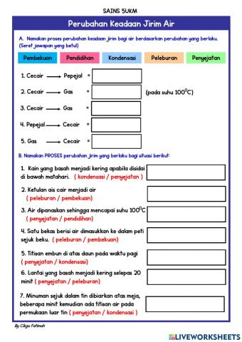 Sains Tahun 5 (Perubahan Keadaan Jirim Air)
