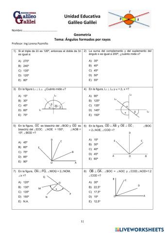 Ángulos formados por radios