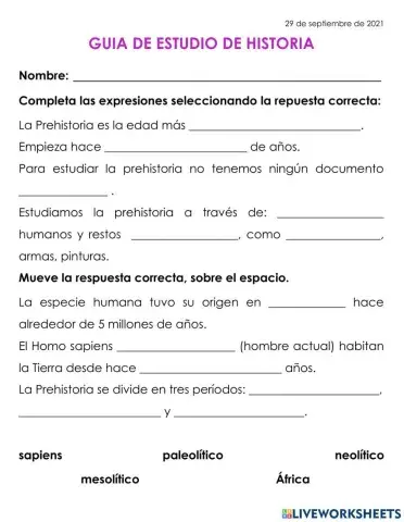 Guía estudio examen historia septiembre