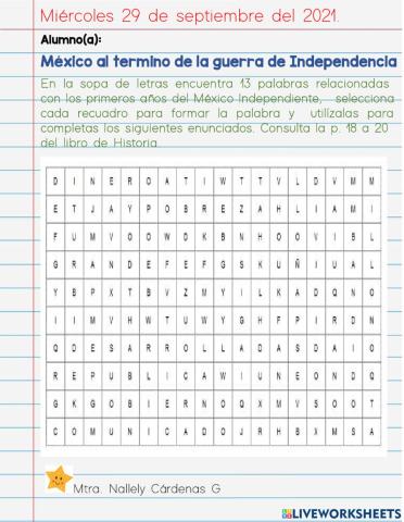 México al termino de la guerra de Independencia
