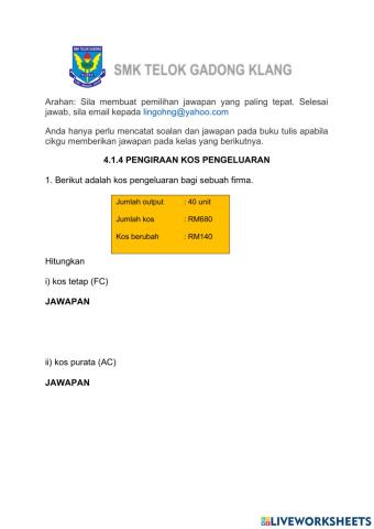 4.1.4 pengiraan kos pengeluaran