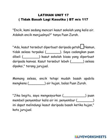 BM UNIT 17 (Tidak Basah Lagi Kasutku)