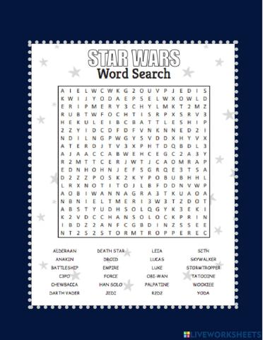 Star wars wordsearch