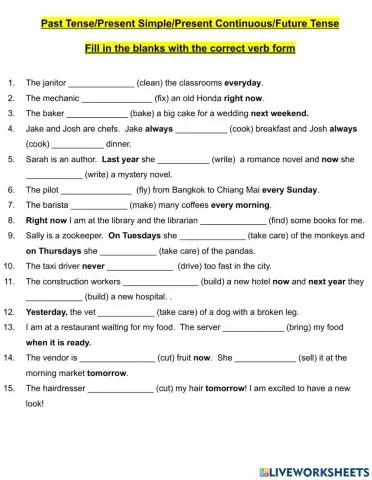 Choose the Correct Tense - Careers