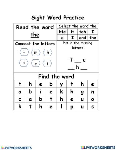 Sight word practice