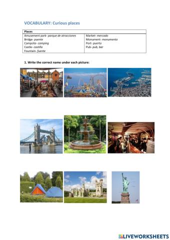 Curious places (Vocabulary)