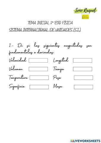 Magnitudes y unidades del S.I.