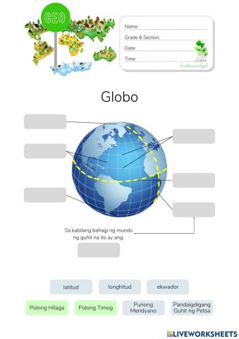 Mga Espesyal na Guhit sa Globo - HuntersWoodsPH.com Worksheet