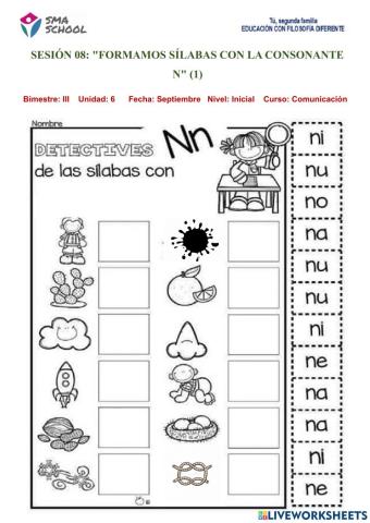 -formamos  sílabas con la consonante  n-