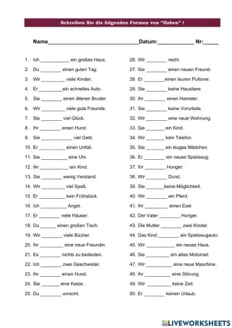 Formas de presente del verbo -Haben-