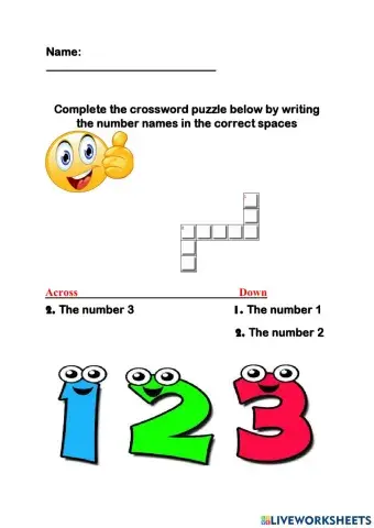 Number Names 1 - 3
