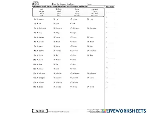 Grade 2 Spelling words