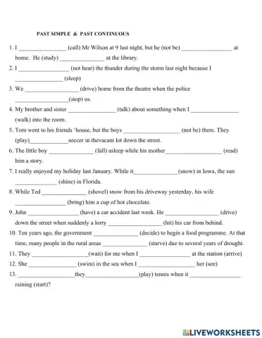 Past Simple mix Past Continuous