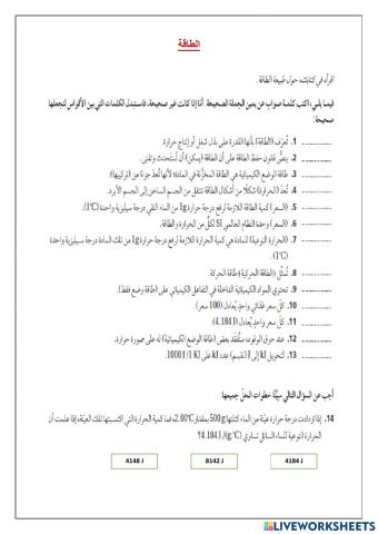 ورقة عمل الطاقة