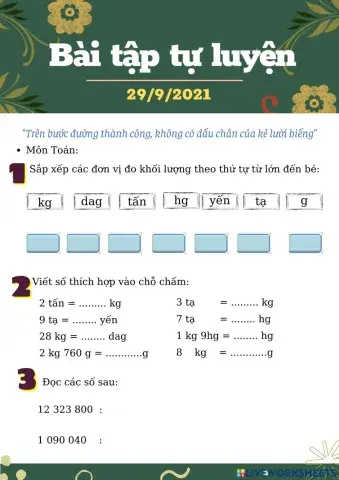 Bảng đơn vị + từ ghép + từ  láy