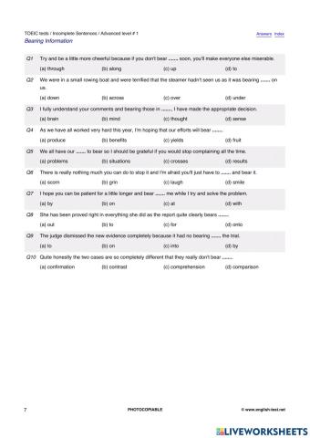 TOEIC Part 5 Incomplete Sentences