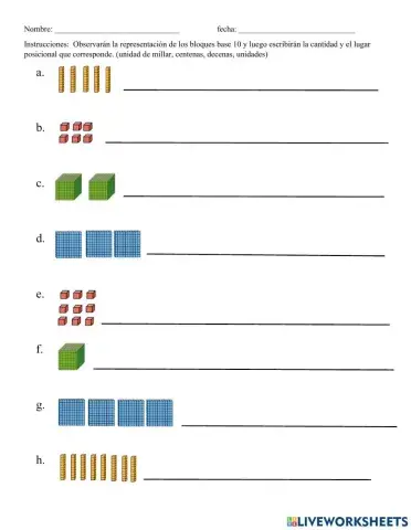 Lugar posicional con bloques base 10