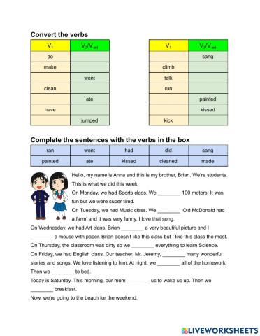 Common verbs in past tense (V2-Ved)