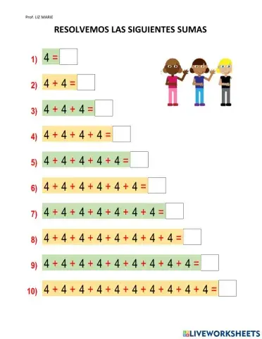 Sumas pre multiplicación del 4