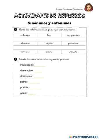 Sinónimos y antónimos