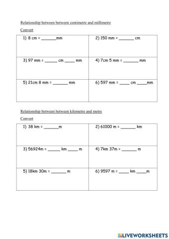 Convert centimetre and millimetre
