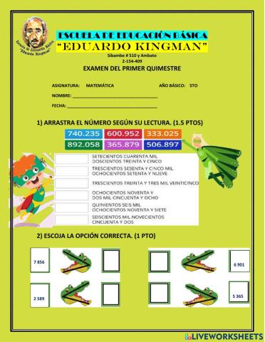 Examen de matemáticas