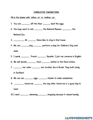 Year 6: Correlative Conjunctions