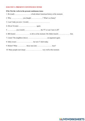 E10- present continuous