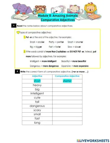 Module 8: Amazing Animals Revision