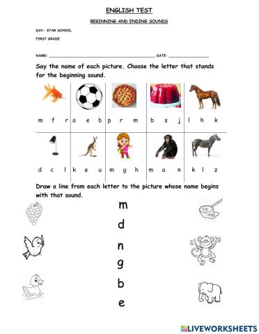 Beginning and ending sounds