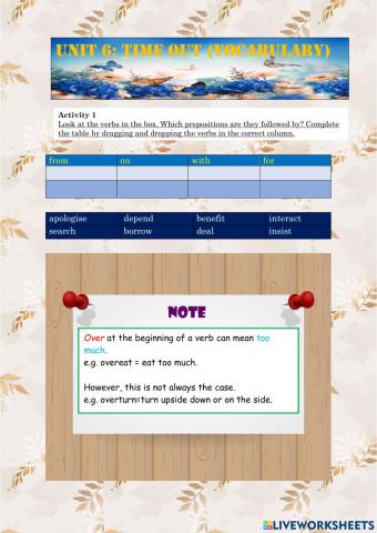 Unit 6: Time Out (Vocabulary)