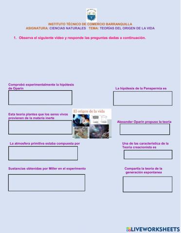 Teorías sobre el Origen de la Vida