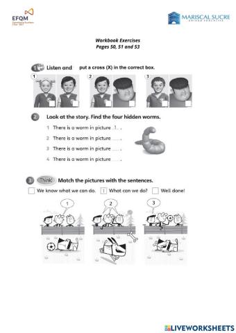 Workbook activities pages 50-51 and 53