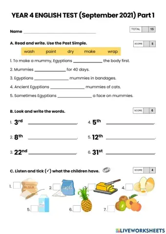 Year 4 English Test (Part 1-092021)