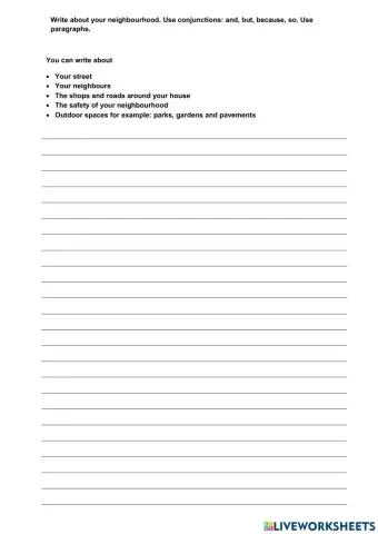 Write about your neighbourhood