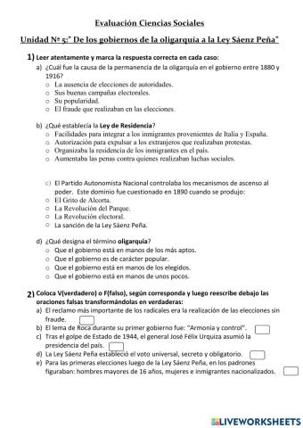 Evaluación de Ciencias Sociales CAPÍTULO 5