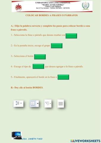 Colocar bordes en word