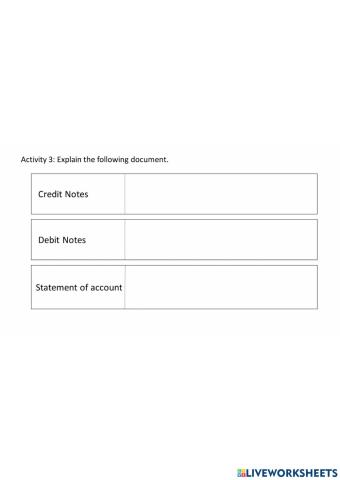 Documents of home trade Activity 3
