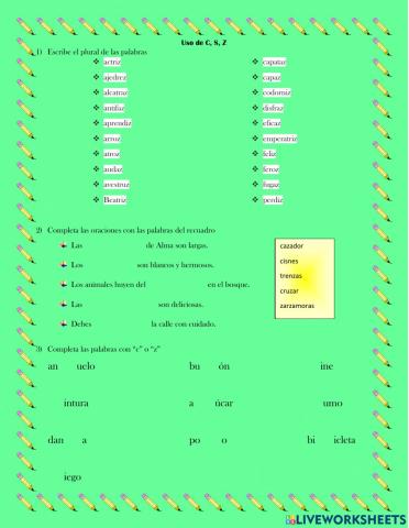 Ortografía. Uso de C, S y Z